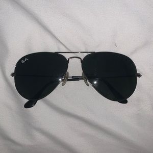 Ray Ban Gunmetal Aviator Large Sunglasses 58-14